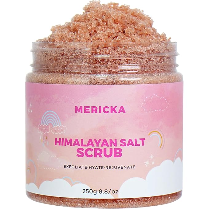 ميريكا مقشر الهيمالايا - مقشر طبيعي بالكامل للجسم باستخدام الكولاجين والخلايا الجذعية - عضوي لتقشير وترطيب البشرة - منظف عميق بلون الهيمالايا الوردي (مقشر ملح بنكهة الليتشي) - Image 1